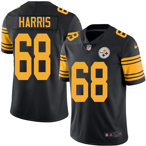 Men's Elite Ryan Harris Nike Jersey Black - #68 Rush NFL Pittsburgh Steelers